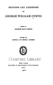 Cover of: Orations and addresses of George William Curtis.