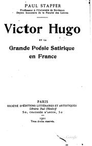 Cover of: Victor Hugo et la grande poésie satirique en France