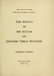 Cover of: effects of air attack on Japanese urban economy.: Summary report