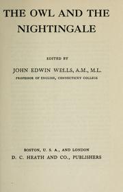 Cover of: The owl and the nightingale by ed. by John Edwin Wells