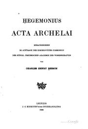 Cover of: Hegemonius: Acta Archelai by Hegemonius., Hegemonius