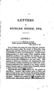 Cover of: Letters to Richard Heber, esq.: containing critical remarks on the series of novels beginning with "Waverley", and an attempt to ascertain their author.