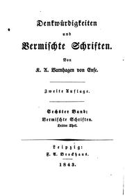 Cover of: Denkwürdigkeiten und vermischte Schriften