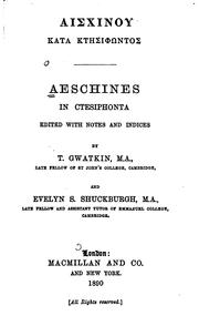Cover of: Aeschines In Ctesiphonta