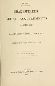 Shakespeare's legal acquirements considered by John Campbell, 1st Baron Campbell, John Payne Collier
