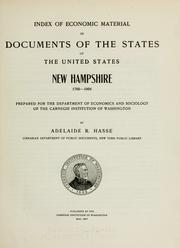 Cover of: Index of economic material in documents of the states of the United States: New Hampshire, 1789-1904.