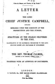 A letter to the Lord Chief Justice Campbell