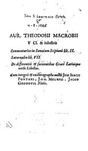 Cover of: Aur. Theodosii Macrobii ... Opera