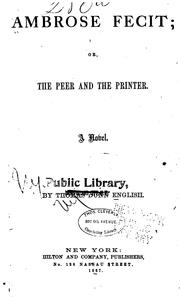 Cover of: Ambrose fecit, or, The peer and the printer: a novel