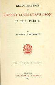 Recollections of Robert Louis Stevenson in the Pacific by Arthur Johnstone
