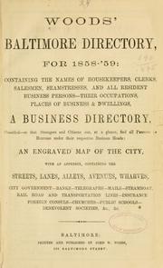 Cover of: Woods' Baltimore Directory, for 1858-'59 by 