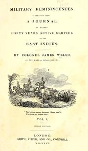 Cover of: Military reminiscences by James Welsh