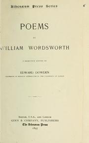 Cover of: Poems by William Wordsworth: a selection ed.
