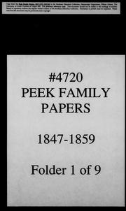 Cover of: Peek family papers by Peek family.