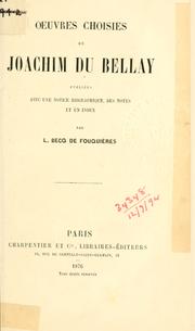 Cover of: Oeuvres choisies.: Publiées avec une notice biographique, des notes et un index par L. Becq de Fouquières.
