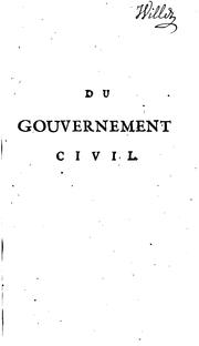 Cover of: Du gouvernement civil