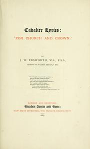 Cover of: Cavalier lyrics: 'for church and crown.'