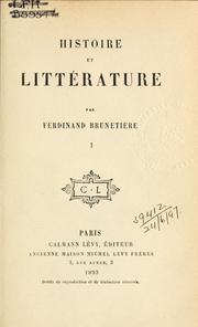 Cover of: Histoire et littérature.