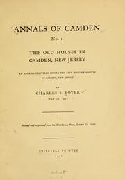 Cover of: The old houses in Camden, New Jersey