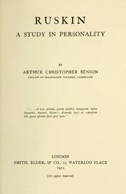 Cover of: Ruskin: a study in personality