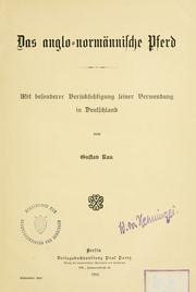 Cover of: Das anglo-normännische Pferd by Gustav Rau