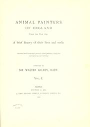 Cover of: Animal painters of England from the year 1650: a brief history of their lives and works: illustrated with--specimens of their paintngs