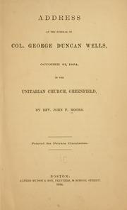 Cover of: Address at the funeral of Col. George Duncan Wells.