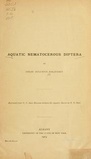 Cover of: Aquatic nematocerous diptera. (I)