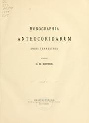 Cover of: Monographia Anthocoridarum orbis terrestris ...