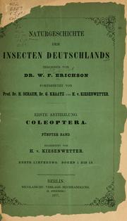 Cover of: Naturgeschichte der Insecten Deutschlands by Wilhelm Ferdinand Erichson