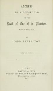 Cover of: Address to a household on the death of on of its members, January 15th, 1871