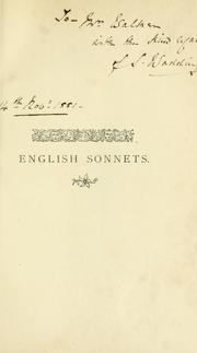 Cover of: English sonnets by poets of the past