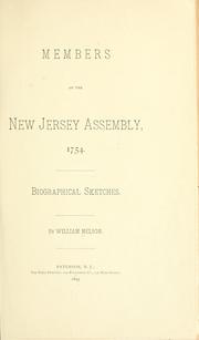 Cover of: Members of the New Jersey Assembly, 1754: biographical sketches.