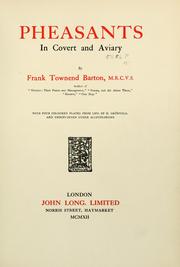 Cover of: Pheasants in covert and aviary by Frank Townend Barton