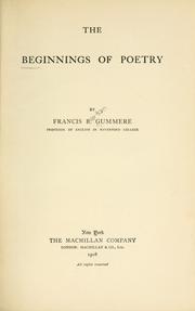 Cover of: The beginnings of poetry