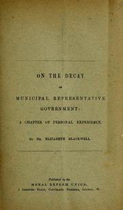 Cover of: On the decay of municipal representative government: a chapter of personal experience
