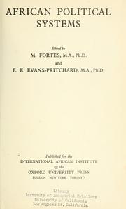 Cover of: African political systems by Meyer Fortes