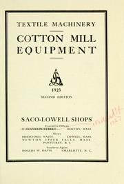 Cover of: Cotton mill equipment by Saco-Lowell Shops.