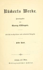 Cover of: Rückerts Werke by Friedrich Rückert
