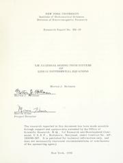 Cover of: Lie algebras arising from systems of linear differential equations. | Morton J. Hellman