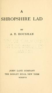 Cover of: A shropshire lad by A. E. Housman