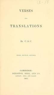 Cover of: Verses and translations.