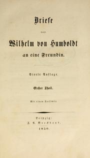 Cover of: Briefe an eine Freundin. by Wilhelm von Humboldt