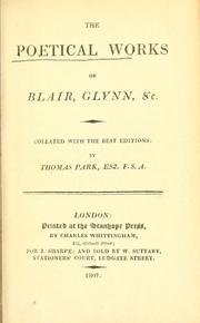 Cover of: The poetical works of Blair, Glynn, etc. by Robert Blair