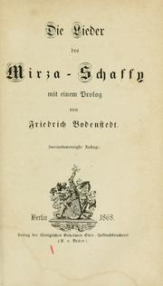 Cover of: Die lieder des Mirza-Schaffy