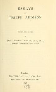 Cover of: Essays of Joseph Addison