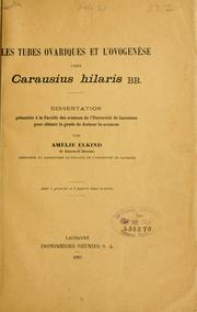 Cover of: Les tubes ovariques et l'ovogenèse chez Carausius hilaris Br. by Amélie Elkind