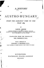Cover of: A history of Austro-Hungary from the earliest time to the year 1889