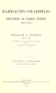Cover of: Bdachd Ghdhlig = by William J. Watson