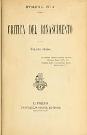 Cover of: Critica del rinascimento by Ippolito Gaetano Isola